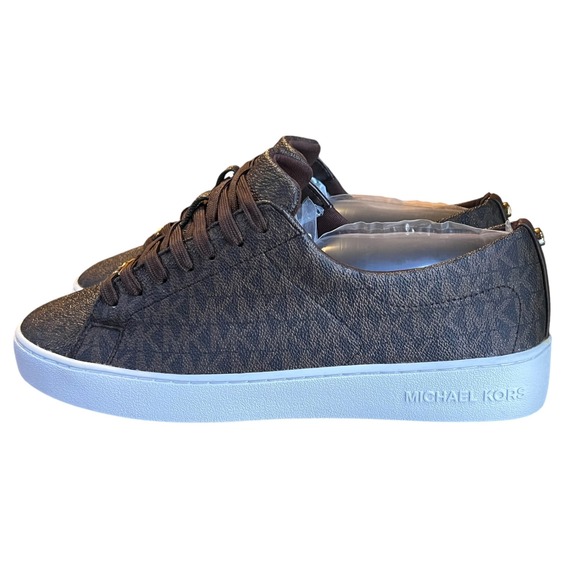Michael Kors Womens Brown Monogram Logo Low Top Sneakers Shoes 8.5M 001201 - Picture 3 of 16